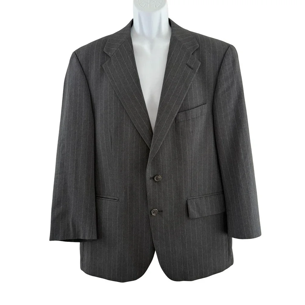 Polo University Club Ralph Lauren Suit Jacket Mens 41 Short Gray Pinstripe‎ Wool